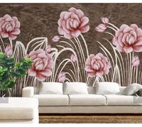 Stereo Simple Pink Flower Art Modern 3D Wallpaper Premium Textured Silk Neutral Tones Material Ideal for Living Room Bedroom-300cm×210cm