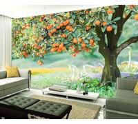 Stereo Simple Tree Fruit Creative Modern 3D Wallpaper Premium Textured Silk Neutral Tones Material Ideal for Living Room Bedroom-200cm×140cm