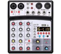 Stereo Sound Mixer Audio Console, 4 Channel Audio Sound Mixer, DJ Mixer Controllers, 16 DSP Effects Studio Mixing Desks, Mixing DJ Console USB Audio Interface Recording Sound Card