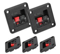 Stereo Speaker Terminal Connectors Wiring Board Abs Copper 2 Way 6pcs | Black Finish, Spring Clip Design, Fast Connection for Electronic Devices