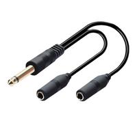Stereo Splitter Y Cable 6.35mm Stereo Male Plug to Double 6.35mm Female Plug Mic Headphone Splitter