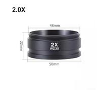 Stereo Zoom Microscope Auxiliary Objective Lens, 0.5X or 0.7X Magnification Glass Optics for Trinocular Binocular Models with 48mm Mount(2.0X)