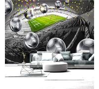 Stereoscopic Abstract Art Football Stadium Football 3D Wallpaper Premium Textured Silk Study Dining Living Room Bedroom Sofa TV Wall Easy Install-350cm×256cm