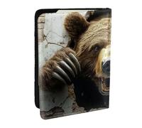 Stereoscopic Bears Break Through Walls (4) Printed Passport Holder,Travel Pu Leather Passport Cover Case Organiser for Men Women,6.5 Inch