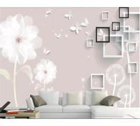 Stereoscopic Black and White Geometric Butterfly Dandelion 3D Wallpaper Premium Textured Silk Study Dining Living Room Bedroom Sofa TV Wall Easy Install-250cm×170cm