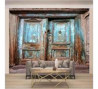 Stereoscopic Blue Shabby Wooden Door Art 3D Wallpaper Luxury Home Dining Decor Paste Sofa Living Room The Wall for Bedroom Mural-200cm×140cm