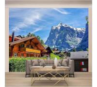 Stereoscopic Blue Sky Mountains Wooden House Green Meadow 3D Wallpaper Luxury Home Dining Decor Paste Sofa Living Room The Wall for Bedroom Mural-430cm×300cm