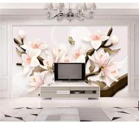 Stereoscopic Branch Pink Flower Butterfly Modern 3D Wallpaper Premium Textured Silk Neutral Tones Material Ideal for Living Room Bedroom-200cm×140cm