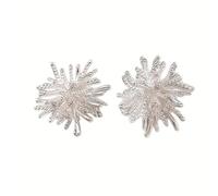 Stereoscopic Burst Firework Dandelion Stud Earrings, Cool Silver Firework Hollow Exquisite Atmospheric Versatile Ear Jewelry, Elegant Advanced Light Luxury Temperament Daily Earrings For Women