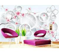 Stereoscopic Geometric Round Pink Flower 3D Wallpaper Luxury Home Dining Decor Paste Sofa Living Room The Wall for Bedroom Mural-250cm×170cm