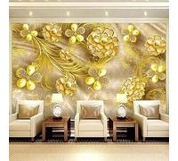 Stereoscopic Golden Flower Creative Art Modern 3D Wallpaper Premium Textured Silk Neutral Tones Material Ideal for Living Room Bedroom-430cm×300cm