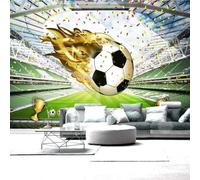 Stereoscopic Green Art Football Stadium Football 3D Wallpaper Premium Textured Silk Study Dining Living Room Bedroom Sofa TV Wall Easy Install-250cm×170cm