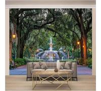 Stereoscopic Green Woods Fountain Art 3D Wallpaper Luxury Home Dining Decor Paste Sofa Living Room The Wall for Bedroom Mural-200cm×140cm