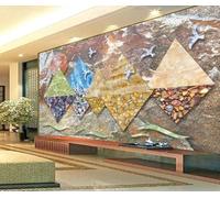 Stereoscopic Multicolour Geometric Bird Sunrise Marble Like 3D Wallpaper Luxury Home Dining Decor Paste Sofa Living Room The Wall for Bedroom Mural-150cm×105cm