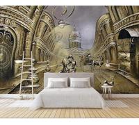 Stereoscopic Relief Vintage Architecture Horse Drawn Carriage Couple 3D Wallpaper Textured Silk Easy Install Living Room Sofa Bedroom Dining Room Home Decoration Wall-150cm×105cm