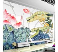 Stereoscopic Simple Lotus Leaf Pink Lotus Modern 3D Wallpaper Premium Textured Silk Neutral Tones Material Ideal for Living Room Bedroom-150cm×105cm
