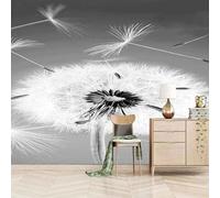 Stereoscopic Simple White Dandelion Art Modern 3D Wallpaper Premium Textured Silk Neutral Tones Material Ideal for Living Room Bedroom-400cm×280cm