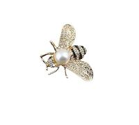 Stereoscopic small bee bright pearl brooch small suit dual-use fine alloy pin, Metal, No Gemstone