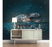 Stereoscopic Starry Night Sea Animal Crocodile 3D Wallpaper Easy Install Feature Office Living Room Sofa Bedroom TV Background Wall Decoration-200cm×140cm