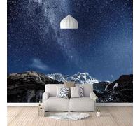 Stereoscopic Starry Sky Stars and Mountains 3D Wallpaper Easy Install Feature Office Living Room Sofa Bedroom TV Background Wall Decoration-400cm×280cm