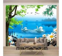 Stereoscopic Tree White Swan Lake Flower Wooden Bridge 3D Wallpaper Luxury Home Dining Decor Paste Sofa Living Room The Wall for Bedroom Mural-350cm×256cm