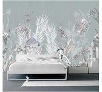Stereoscopic Tropical Plant Vintage Leaves Bird 3D Wallpaper Textured Silk Easy Install Living Room Sofa Bedroom Dining Room Home Decoration Wall-400cm×280cm
