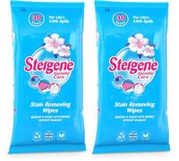Stergene Gentle Care Fabric Stain Removing Wipes - Wool-Safe Cleaner, Quick Cleaning for Delicates, Carpets, Upholstery & Clothing, 30 Vegan-Friendly Multipurpose Biodegradable Wipes (Pack of 2)