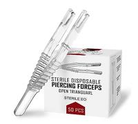 Sterile Disposable Pliers for Piercing Plastic Pliers 50 pcs Warrior Single-use Pliers Open Triangular