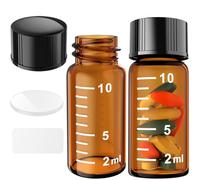 Sterile Empty Vials Small Glass Vials with Measuring Line,Brown/Clear Sample Vials with Screw Cap Liquid Sampling for Chemistry Lab Chemicals or Personal Storage (Amber,10ml 12pcs)