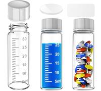 Sterile Empty Vials Small Glass Vials with Measuring Line,Brown/Clear Sample Vials with Screw Cap Liquid Sampling for Chemistry Lab Chemicals or Personal Storage (Clear,30ml 9pcs)