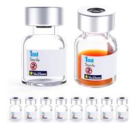 Sterile Empty Vials with Self Healing Injection Port,with Aluminum Cap,Sterile Package ZHANXUBIO (10,1ml)