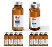 Sterile Empty Vials with Self Healing Injection Port,with Aluminum Cap,Sterile Package ZHANXUBIO (10,10ml Amber)