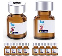 Sterile Empty Vials with Self Healing Injection Port,with Aluminum Cap,Sterile Package ZHANXUBIO (10, 1ml Amber)
