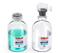 Sterile Glass Vials with Locking Cap and Butyl Rubber Self Healing Injection Port,Buckle Cover Sample Vials Individually Sterilized Package by ZHANXUBIO (6,50ml)