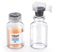 Sterile Glass Vials with Locking Cap and Butyl Rubber Self Healing Injection Port,Buckle Cover Sample Vials Individually Sterilized Package by ZHANXUBIO (10,20ml)