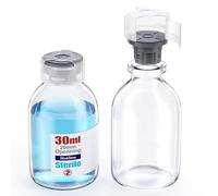 Sterile Glass Vials with Locking Cap and Butyl Rubber Self Healing Injection Port,Buckle Cover Sample Vials Individually Sterilized Package by ZHANXUBIO (10,30ml)