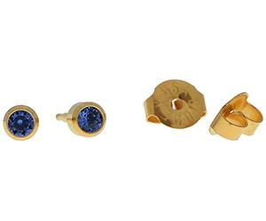 Sterile Gold-Plated Stud Earrings Made from Surgical Steel, Frame with Blue Stone