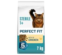 Perfect Fit Sterile Adult 1+ Complete Dry Cat Food for Adult Cats Aged 1+ Years, Rich in Chicken, 1 Bag (7 kg)