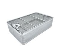 Sterilisation Basket with Lid for Medical Instruments, Tool Tray for Surgical Instruments, 304 Stainless Steel, Electrolytically Polished, for Hospitals, Operating Theatres(45x25x7cm/17.7x9.8x2.8in)