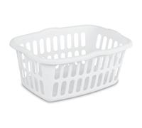 Sterilite 12-Pack Rectangular Laundry Basket, Plastic Clothes Hamper, 1.5 Bushel, White - Dirty Clothing Storage Organizer with Handles for Bedroom, Bathroom, and Closet
