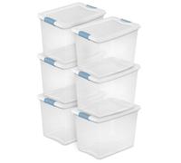 Sterilite 25 Qt./24 L Latching Box Clears, Quart, White, 6 Piece