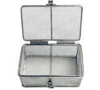 Sterilization Basket for Surgical Instruments, Stainless Steel Mesh Case with Lid, Autoclave Safe, Instrument Cleaning & Washing, Lab & Hospital Use