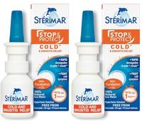 Sterimar Stop And Protect Cold And Sinusitis Relief, Nasal Spray, Fast-Acting Hypertonic, 100% Natural Sea Water, Free from Steroids, Drugs & Preservatives, For Adults & Children 6+, 20 ml (Pack of 2)