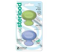 Steripod Clip-On Toothbrush Protector, Green and Blue, 2 Count