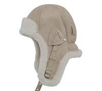 Sterkowski Bomber | Natural Shearling Leather Trapper Cap | Russian Hat Fur Real Soviet Hat Ushanka USSR Communist Military Warm Aviator Pilot Cossack Flying UK 7 3/8-7 1/2 Beige