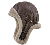 Sterkowski Bomber | Natural Shearling Leather Trapper Cap | Russian Hat Fur Real Soviet Hat Ushanka USSR Communist Military Warm Aviator Pilot Cossack Flying UK 7 3/8-7 1/2 Cocoa Brown