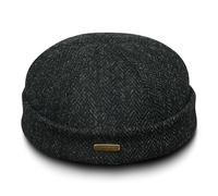 Sterkowski Docker | Genuine Scottish Tweed Beanie for Men and Women | Watch Cap Work Outdoor Short Trawler Handmade Warm Longshoremen Sailor Mariner Brimless Fisherman Skully Winter Anthracite 59 cm