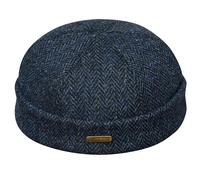 Sterkowski Docker | Genuine Scottish Tweed Beanie for Men and Women | Watch Cap Work Outdoor Short Trawler Handmade Warm Longshoremen Sailor Mariner Brimless Fisherman Skully Winter Blue/Black 57 cm