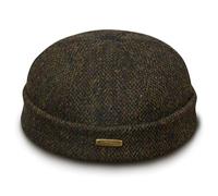 Sterkowski Docker | Genuine Scottish Tweed Beanie for Men and Women | Watch Cap Work Outdoor Short Trawler Handmade Warm Longshoremen Sailor Mariner Brimless Fisherman Skully Winter Black/Yellow 58 cm