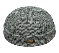Sterkowski Docker | Genuine Scottish Tweed Beanie for Men and Women | Watch Cap Work Outdoor Short Trawler Handmade Warm Longshoremen Sailor Mariner Brimless Fisherman Skully Winter Black/Gray 56 cm